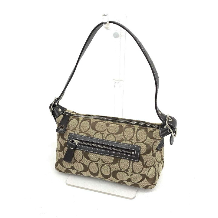 楽天市場】COACH コーチ サイドポーチ ベージュ キャンバス×レザー 