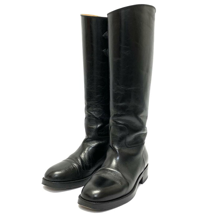 楽天市場】CHANEL シャネル ロングブーツ 良好 37 1/2 ブラック レザー 