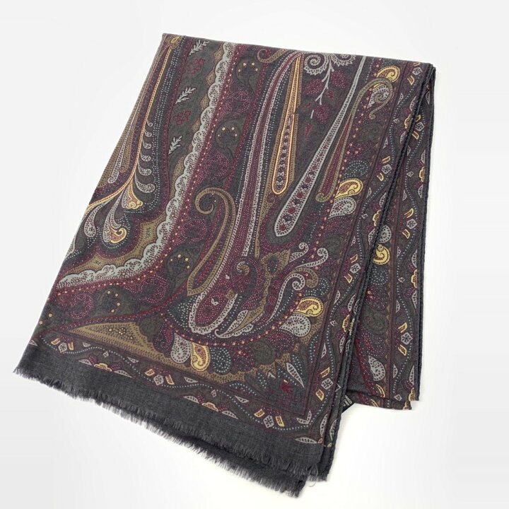 楽天市場】ETRO エトロ ストール 良好 グレー/パープル シルク・ウール 