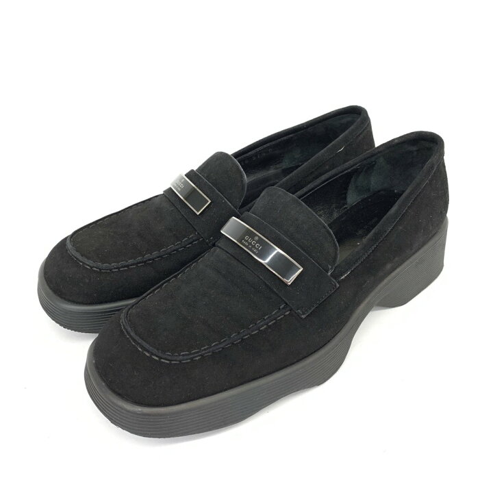 楽天市場】GUCCI グッチ ローファー 美品 37 1/2 ブラック スエード 