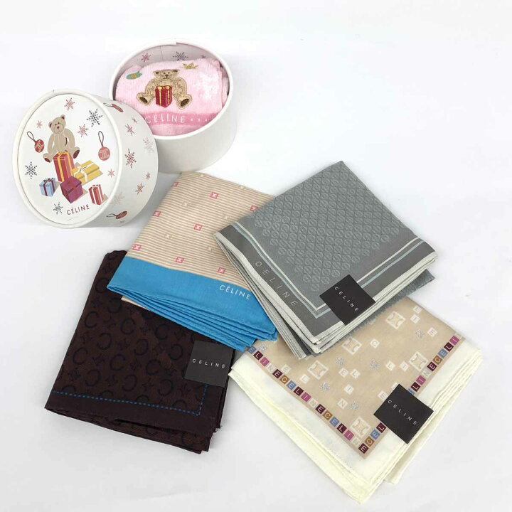 楽天市場】CELINE セリーヌ ハンカチ 5枚セット 未使用品 綿100% C  