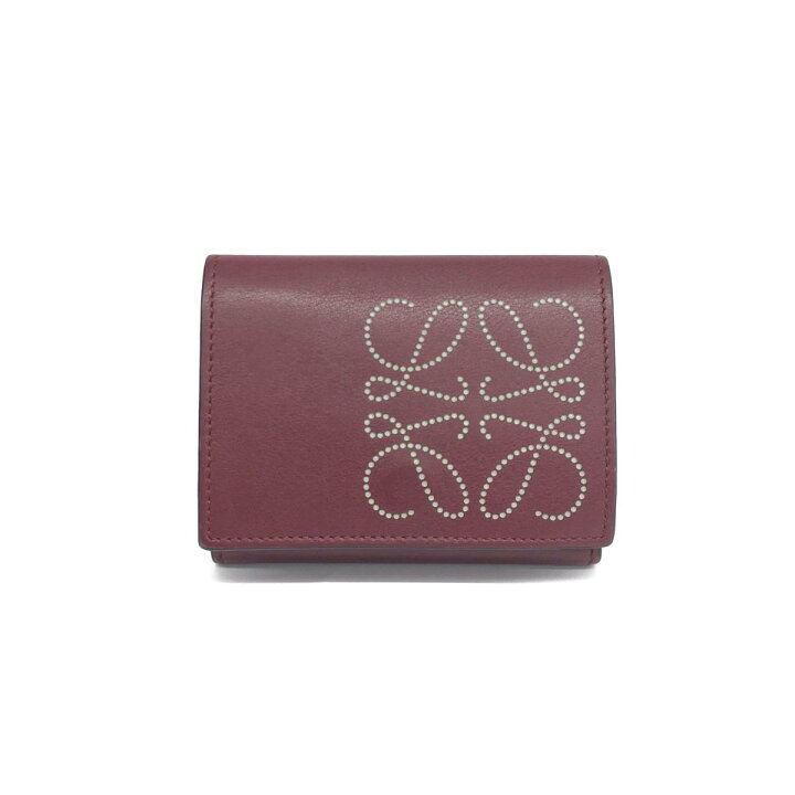 楽天市場】LOEWE ロエベ 三つ折り財布 ボルドー/ベージュ レザー 