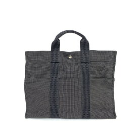 HERMES エルメス エールライン トートバッグMM グレー キャンバス ユニセックス ハンド bag 鞄 【中古】