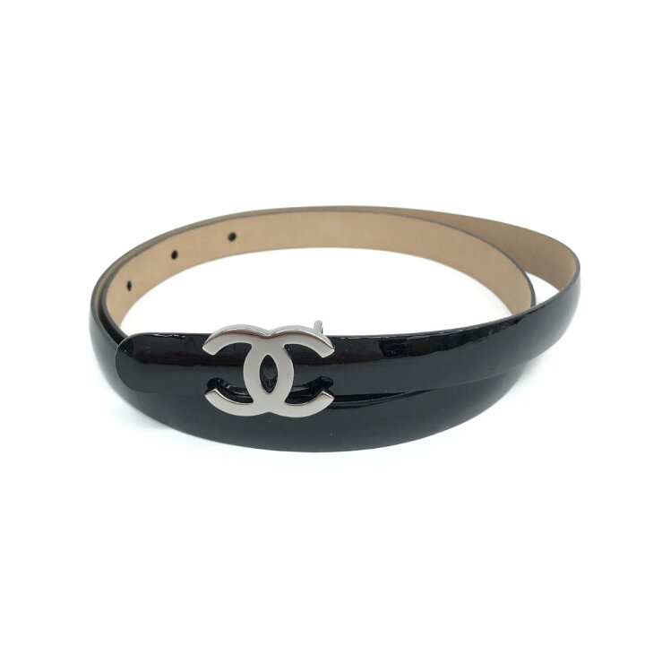 楽天市場】CHANEL シャネル ベルト 美品 B13 ブラック エナメル  