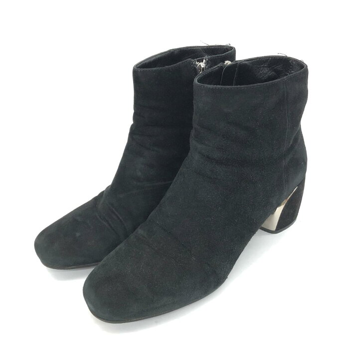 楽天市場】PRADA プラダ ショートブーツ 37 1/2 ブラック スエード 