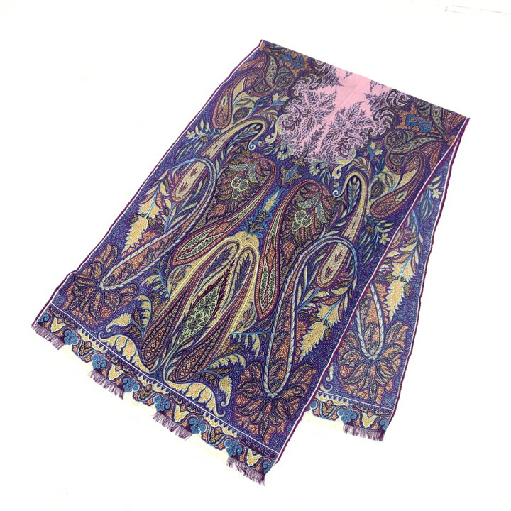 楽天市場】ETRO エトロ ストール 新品同様 パープル ウール70% シルク 