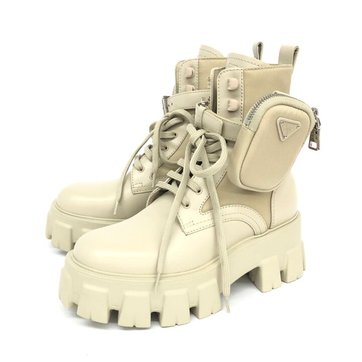楽天市場】PRADA プラダ ブーツ 未使用品 36 ベージュ モノリス 