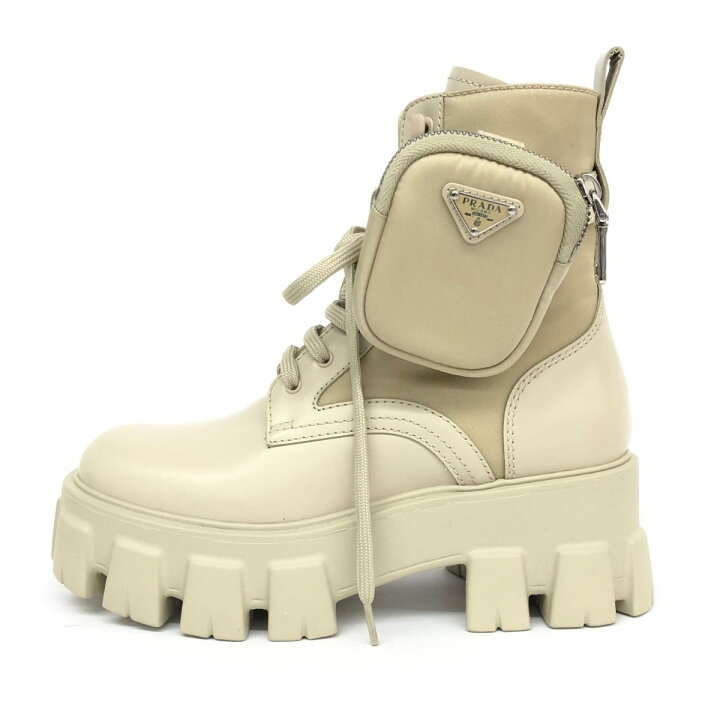楽天市場】PRADA プラダ ブーツ 未使用品 36 ベージュ モノリス 