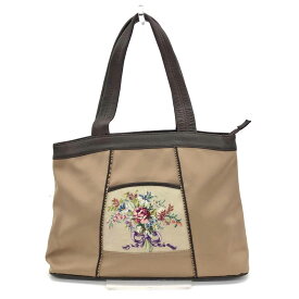 久家道子 michikokuge トートバッグ 良好 ベージュ レディース bag 鞄 薔薇 ブーケ プチポワン 【中古】 【202403SSG20】