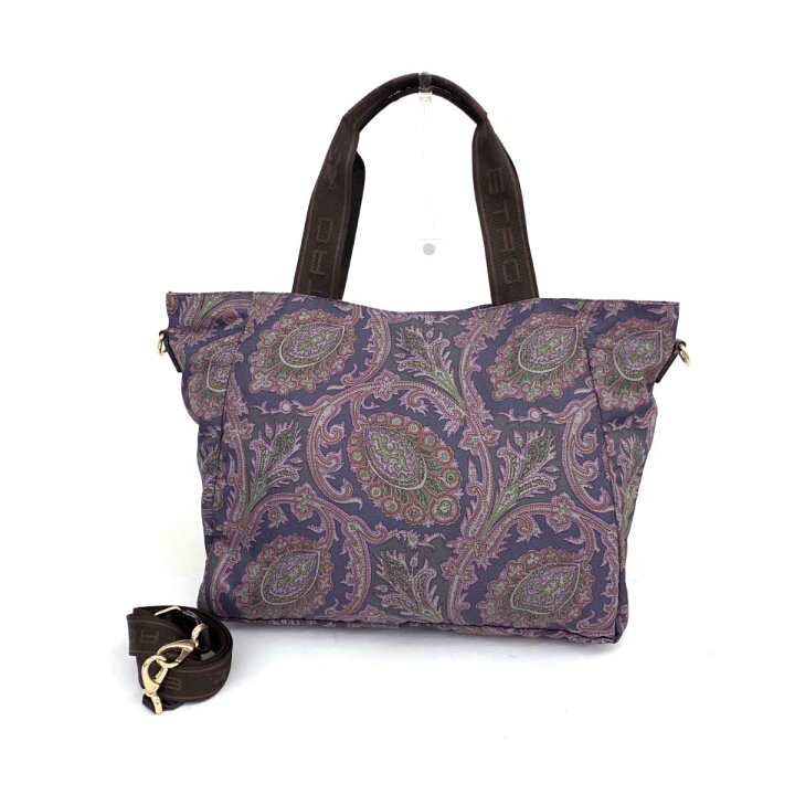 楽天市場】ETRO エトロ 2WAYバッグ 良好 ネイビー×パープル ナイロン 