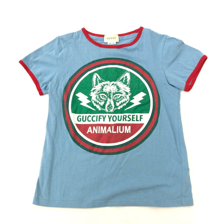 楽天市場】GUCCI グッチ 半袖Tシャツ キッズサイズ8 ブルー コットン  