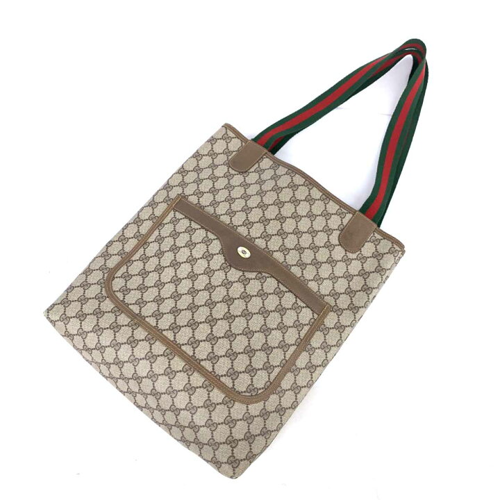 楽天市場】GUCCI グッチ トートバッグ ベージュ PVC×レザー GG  
