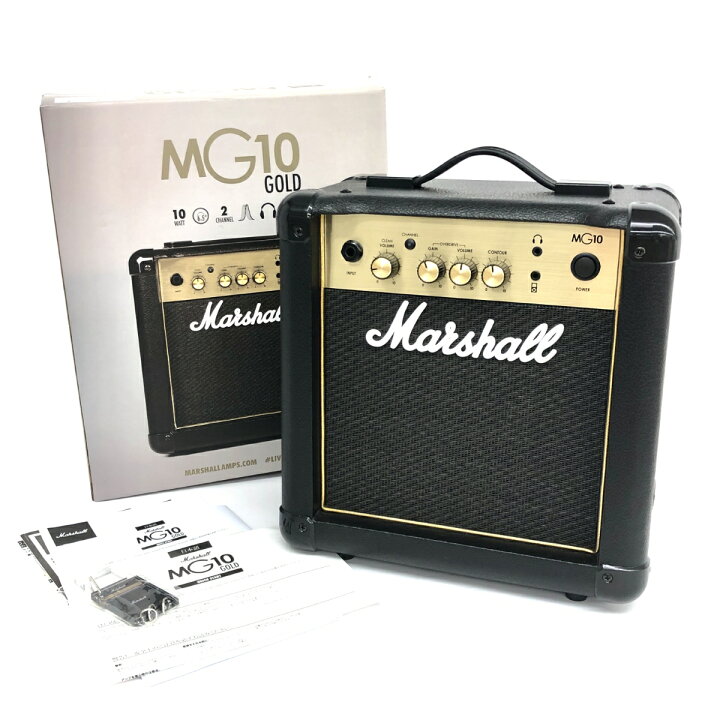 楽天市場】Marshall マーシャル アンプ カラビナ付 美品 MG10 GOLD 