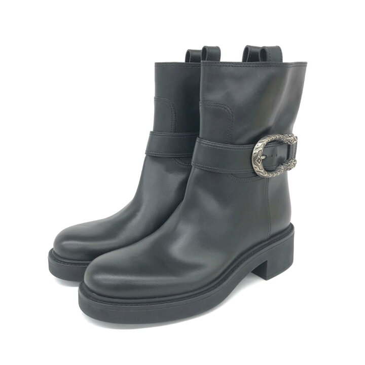 楽天市場】GUCCI グッチ ショートブーツ 美品 34 ブラック レザー 