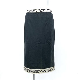 LEONARD レオナール 裾デザインスカート サイズ66 ブラック/ホワイト レディース ボトムス　花柄 【中古】