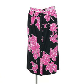 LEONARD レオナール 花柄スカート 良好 サイズ42 ブラック/ピンク レディース ボトムス 花柄 前ボタン 【中古】