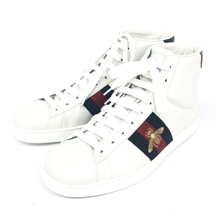 楽天市場】GUCCI グッチ スニーカー 美品 7.5 ホワイト レザー ビー  