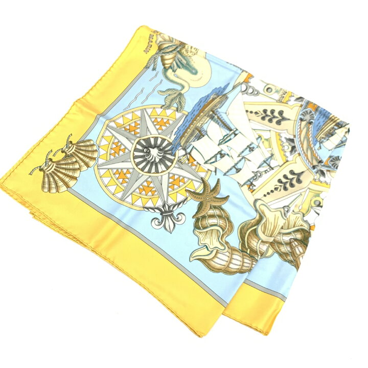 楽天市場】HERMES エルメス カレ90 スカーフ 良好 イエロー シルク100  