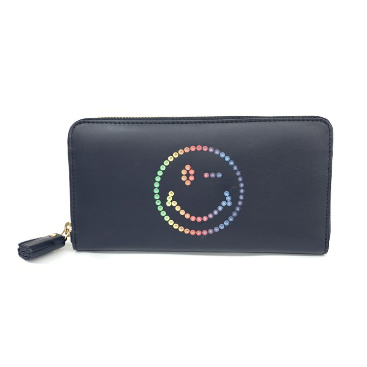 楽天市場】ANYA HINDMARCH アニヤハインドマーチ 長財布 美品 ネイビー  