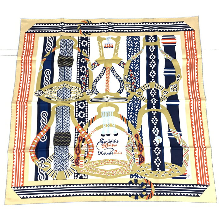 楽天市場】HERMES エルメス カレ90 スカーフ 新品同様 ベージュ シルク  