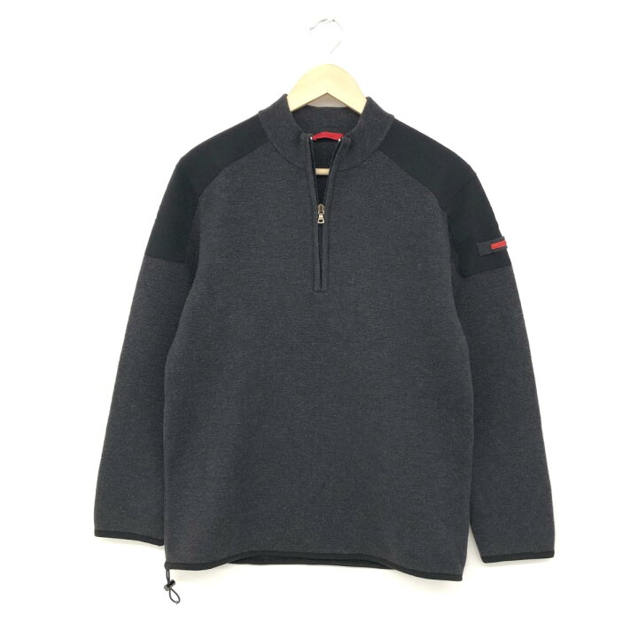 楽天市場】PRADA プラダ ハーフジップニット 良好 サイズ54 グレー 
