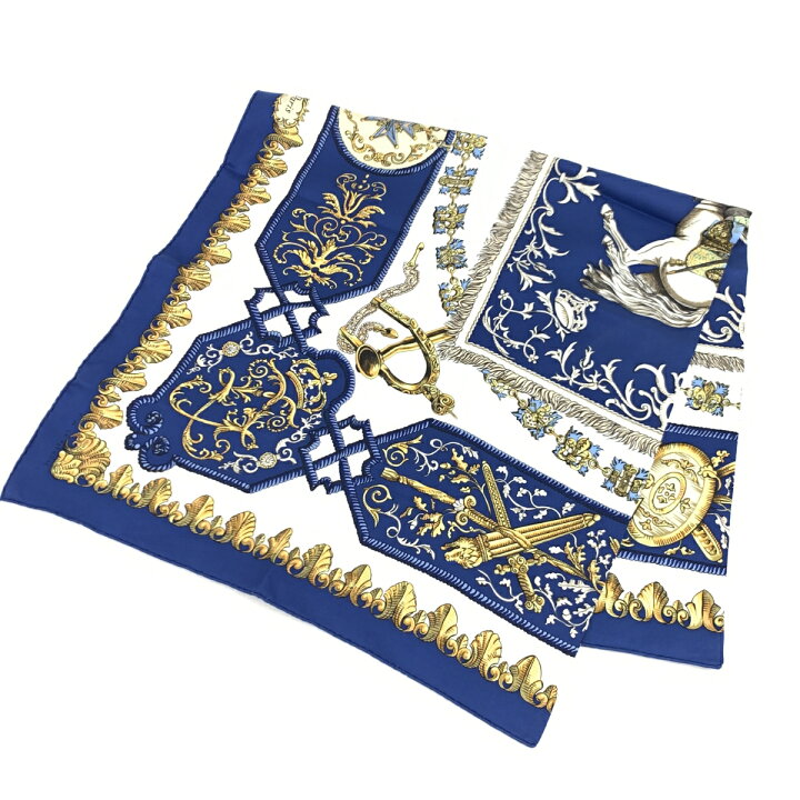 楽天市場】HERMES エルメス カレ90 スカーフ 良好 ネイビー シルク100  