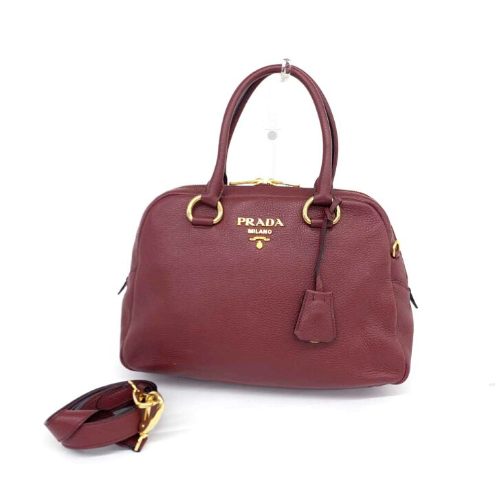 楽天市場】PRADA プラダ 2WAYバッグ 美品 1BB087 ボルドー レザー 