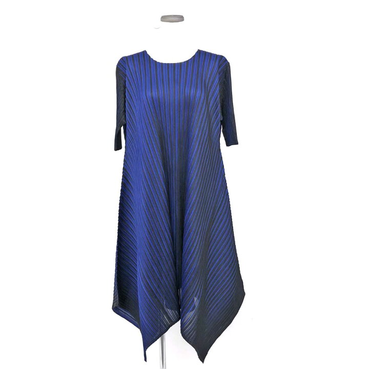 PLEATSPLEASE 鳴い プリーツプリーズ ワンピース 半袖 ブルー 