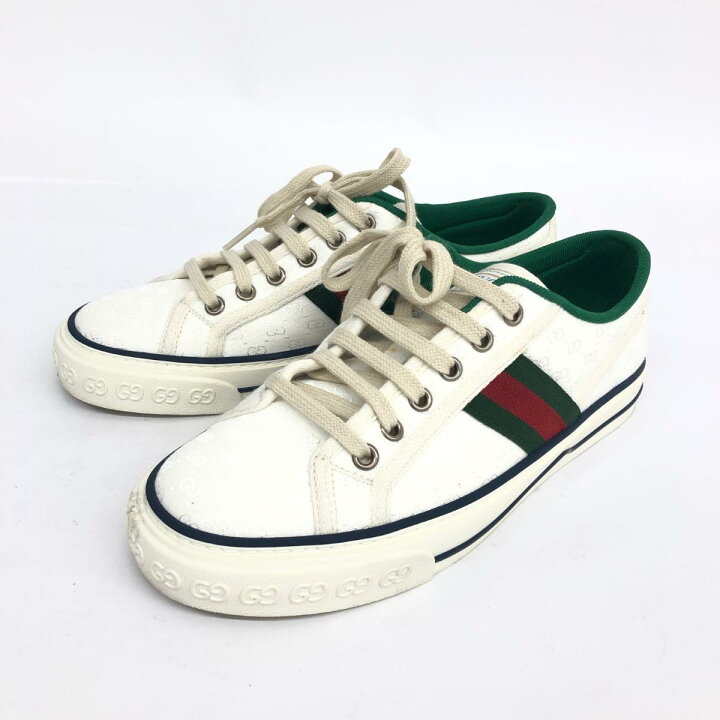 楽天市場】GUCCI グッチ スニーカー 美品 38 ホワイト キャンバス 