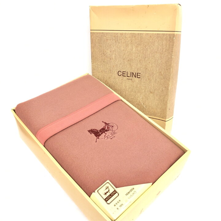 楽天市場】CELINE セリーヌ 純毛毛布 箱付 美品 140×200 ピンク 