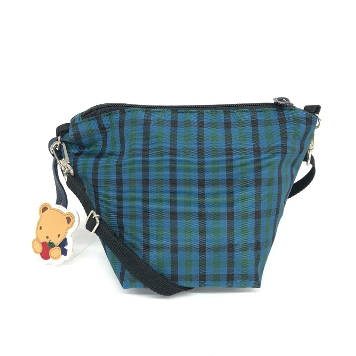 美品】ファミリアチェック舟形ポシェット 