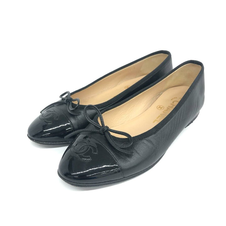 楽天市場】CHANEL シャネル パンプス 35 1/2 ブラック レザー ココ  
