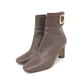 Salvatore Ferragamo サルヴァトーレフェラガモ ガンチーニ ブーツ 良好 6 1/2 ブラウン レザー レディース 靴シューズブーティーboots 【中古】