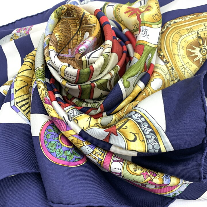 楽天市場】HERMES エルメス カレ90 スカーフ ネイビー シルク100  