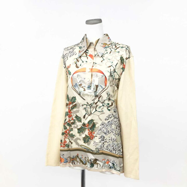 楽天市場】HERMES エルメス シルク切替ニットトップス L ベージュ  