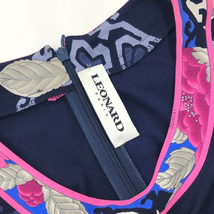 楽天市場】LEONARD レオナール 長袖ブラウス 良好 サイズ44 ネイビー 