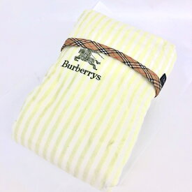 Burberry's バーバリーズ 綿毛布 美品 140×210 ホワイト/グリーン 綿100% シャドーホース/ストライプ ユニセックス 贈答品 寝具 【中古】