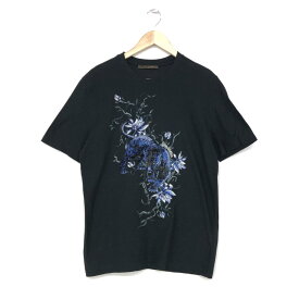 LOUIS VUITTON ルイヴィトン 半袖カットソー L ブラック コットン混 メンズ フローラルパンサー トップス RM161 JIF 16SS Tシャツ 【中古】