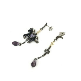 ANNA SUI アナスイ ピアス 良好 ブラック ホース ラインストーン レディース accessory アクセサリー 【中古】