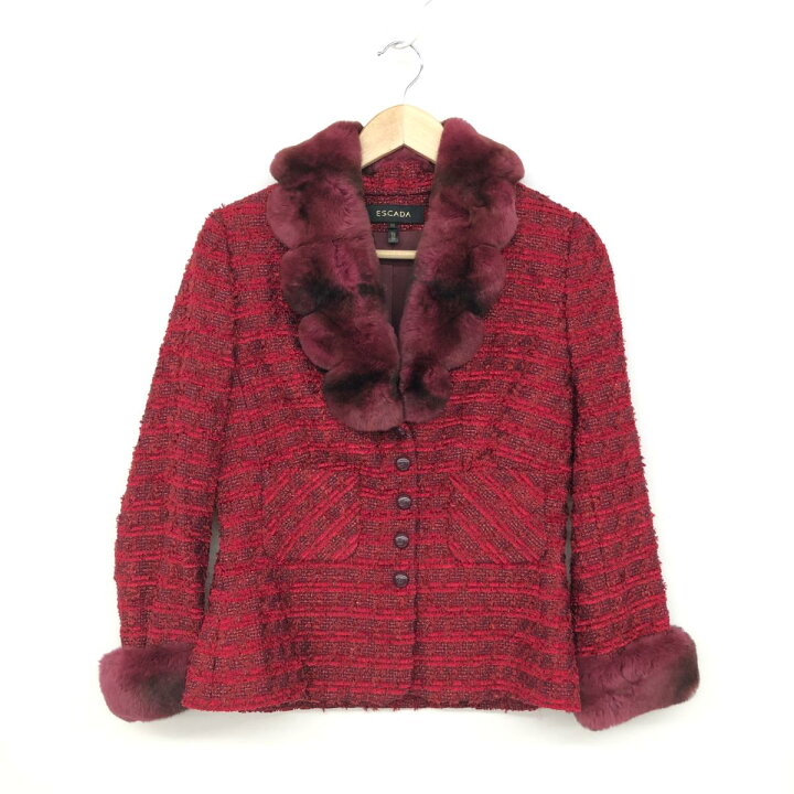 楽天市場】ESCADA エスカーダ ツイードジャケット サイズ38 レッド  