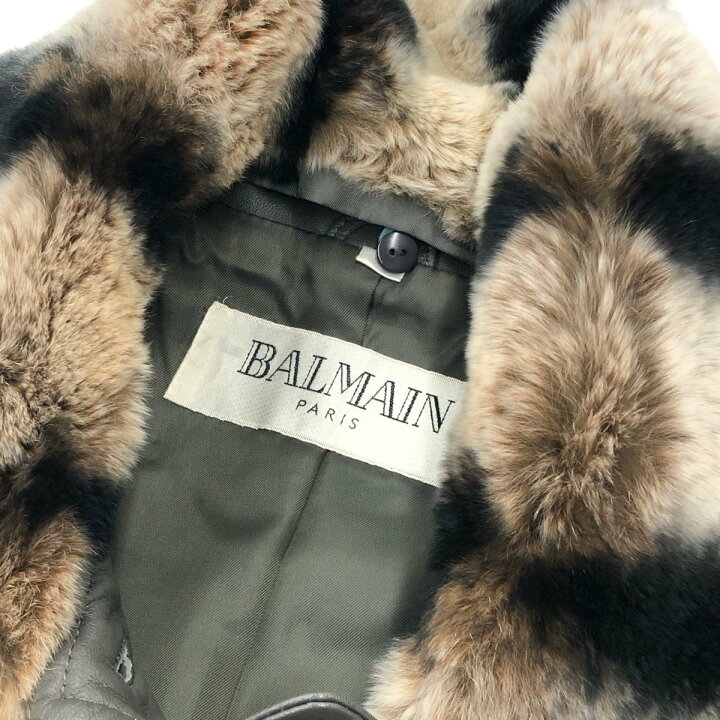 楽天市場】BALMAIN PARIS バルマン レザーコート 11 グレー 羊革 