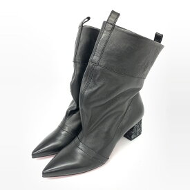 RABOKIGOSHI インディビジュアルラボキゴシ ポインテッドトゥブーツ 未使用品 23.5 ブラック レザー レディース 靴 シューズ ブーティー boots 【中古】