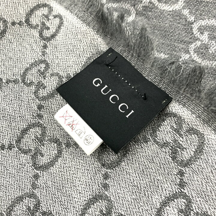 楽天市場】GUCCI グッチ 大判ストール グレー ウール・シルク GG柄 