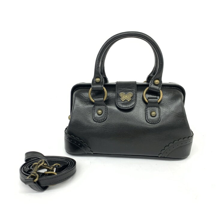 楽天市場】ANNA SUI アナスイ 2WAYバッグ 美品 ブラック レザー がま口 