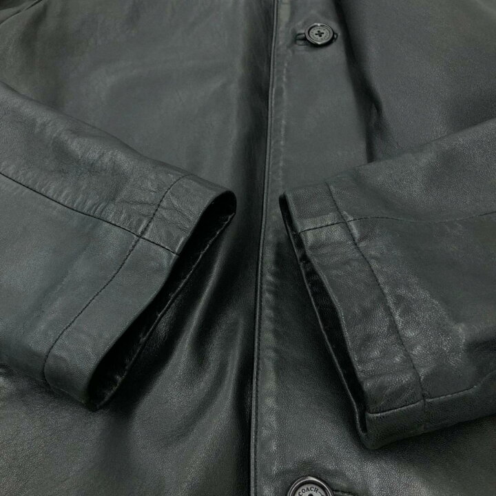 楽天市場】COACH コーチ レザーカーコート Mサイズ ブラック 本革  