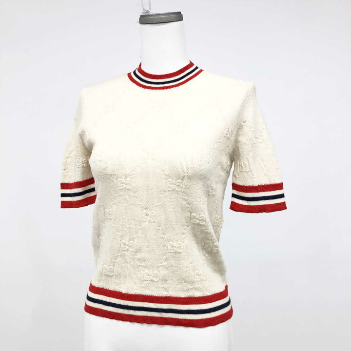 楽天市場】GUCCI グッチ 半袖ニット 良好 サイズS ホワイト/レッド  