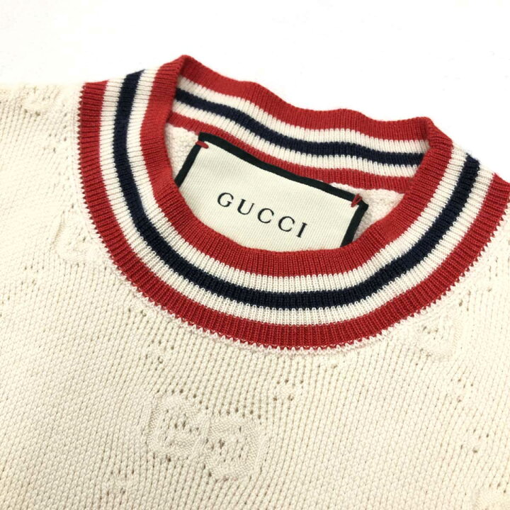 楽天市場】GUCCI グッチ 半袖ニット 良好 サイズS ホワイト/レッド 