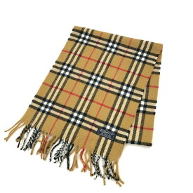 BURBERRY LONDON バーバリーロンドン マフラー ベージュ カシミヤ100％ ノバチェック柄 ユニセックス レディース メンズ 服飾小物 【中古】