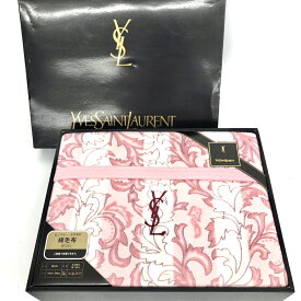 YvesSaintLaurent(YSL) イヴサンローラン 泰道リビング 綿毛布 箱付 新品同様 140×200 ピンク 綿100% ロゴ刺繍 ユニセックス 寝具 【中古】