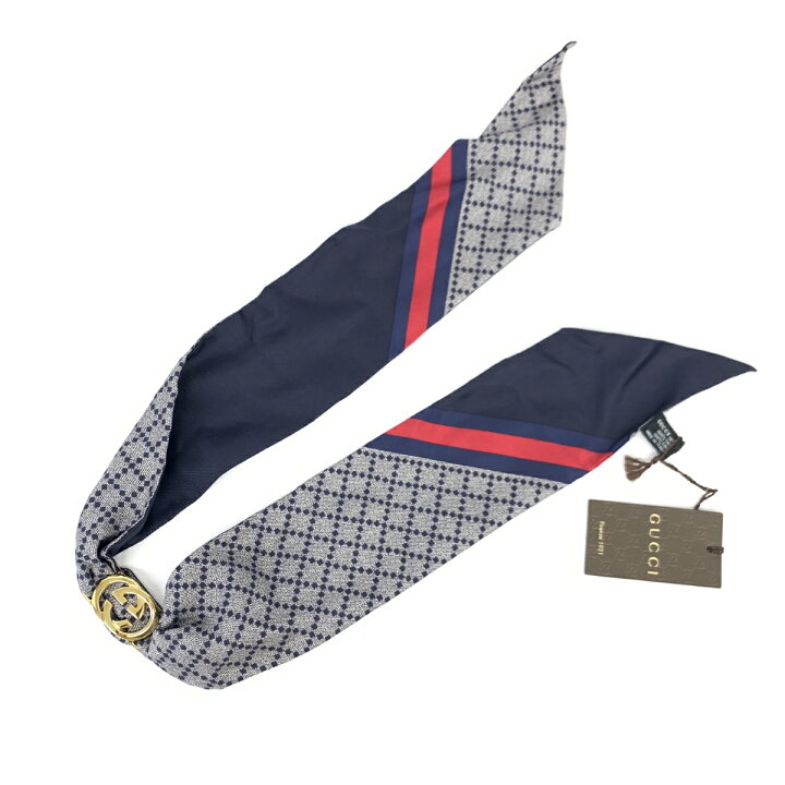 楽天市場】GUCCI グッチ ツイリースカーフ 美品 ネイビー シルク100 